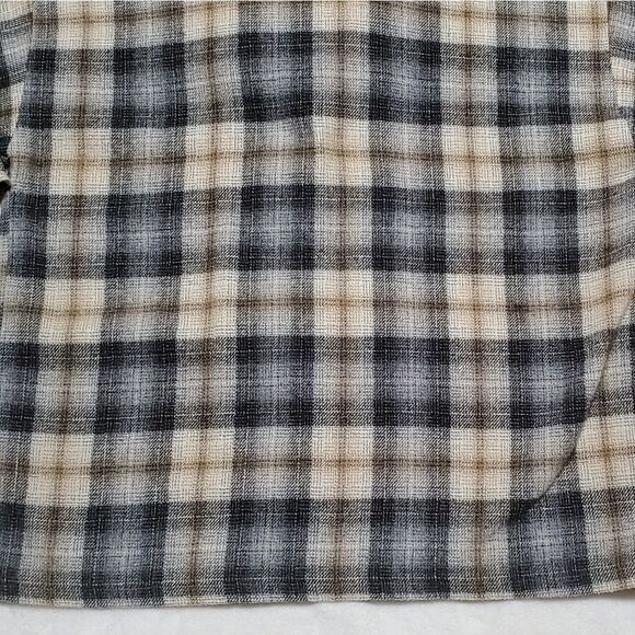 VINTAGE 1990s Stussy Streetwear Tan Flannel Oversized Wool Blend Button Up Coat - Picture 7 of 9